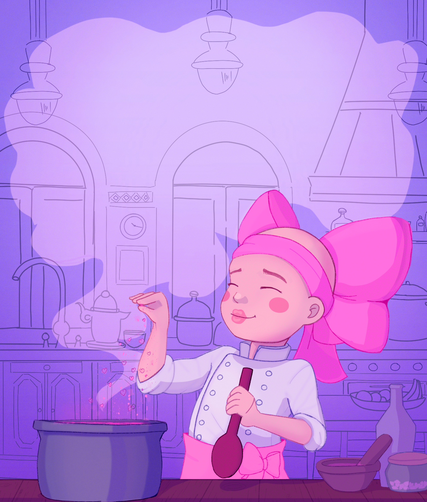 Emoji challenge créer une illustration unique à partir de 3 emojis proposés par des abonnés (👨‍🦲 👩‍🍳 🎀)