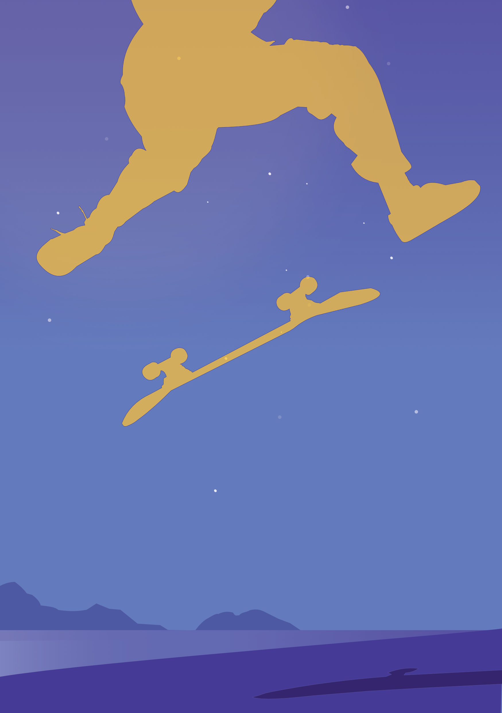 Projet client, illustration Jeux Olympiques 2024 (skateboard) pour un fond d'écran de tablette